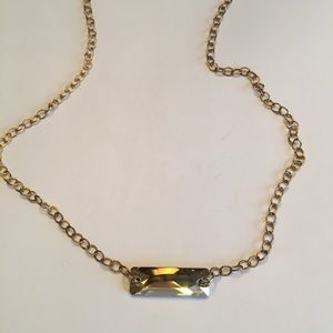 Gold Necklace with Swarovski Crystal New 17”